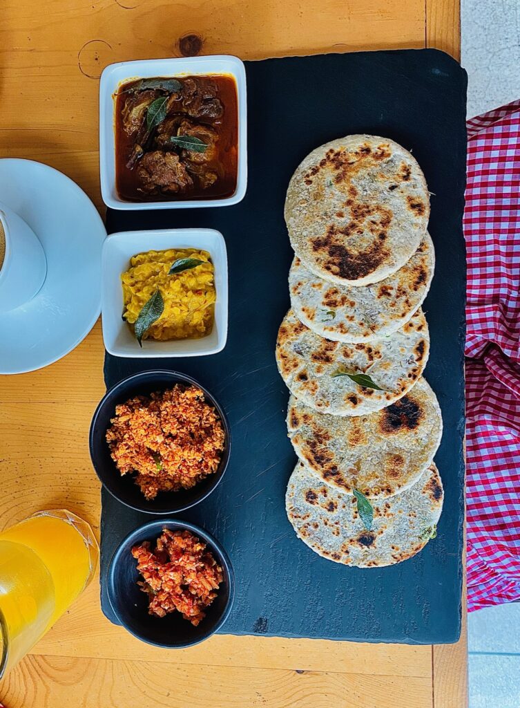 A slate plated spread of authentic Sri Lankan cuisine at Uga Residence